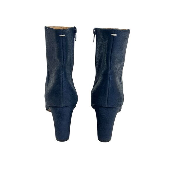 Maison Margiela Ankle Boots Size 38 Navy Blue Metallic Heels Leather Italy - Picture 9 of 16